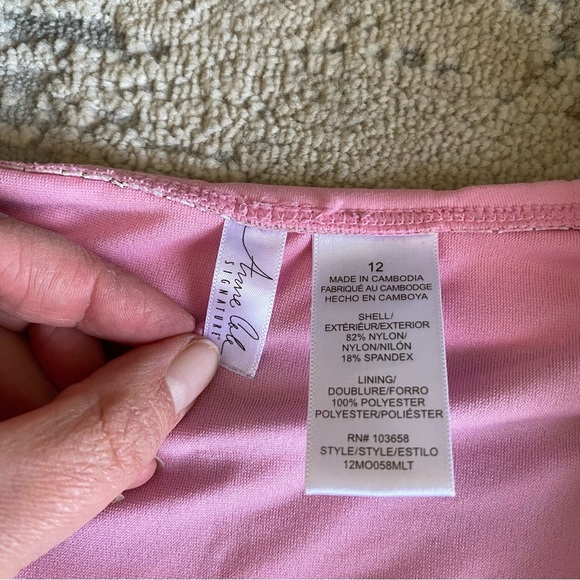 Anne Cole Signature Swimsuit One Piece Striped Wireless Multicolor Colorful: 12 - Picture 4 of 6